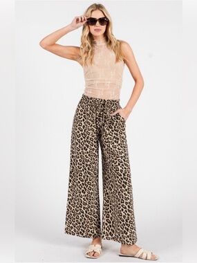 Sewn & Seen Leopard Print Wide-Leg Pants